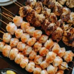 Delicious chicken and shrimp dish, ready to be served.