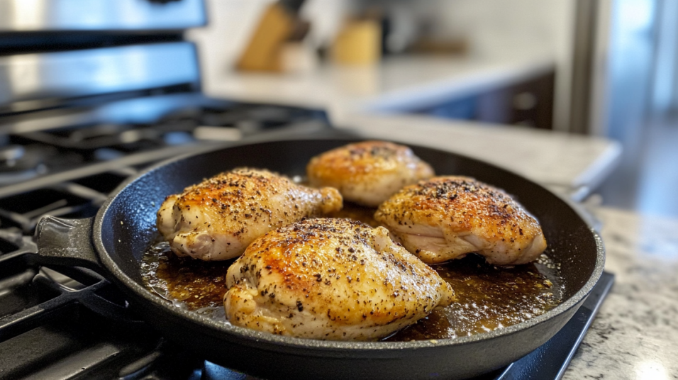 Chicken being grilled to reduce fat.