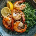 Delicious shrimp dish with vegetables and sauce.