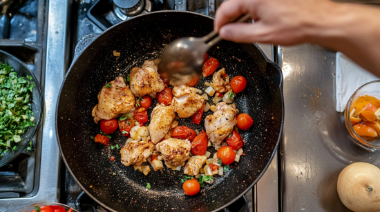 Juicy chicken being sliced after resting.
