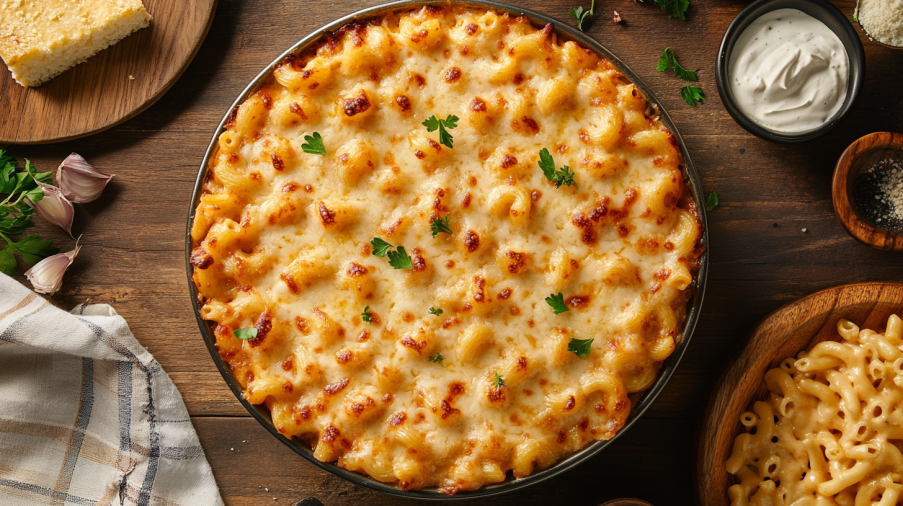 A bowl of homemade Chick-fil-A mac and cheese.