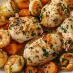 Delicious chicken and shrimp recipe displayed on a plate.