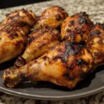 Cooking chicken in a pan on a stove.