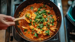 Bang bang chicken recipe with a creamy and spicy sauce.