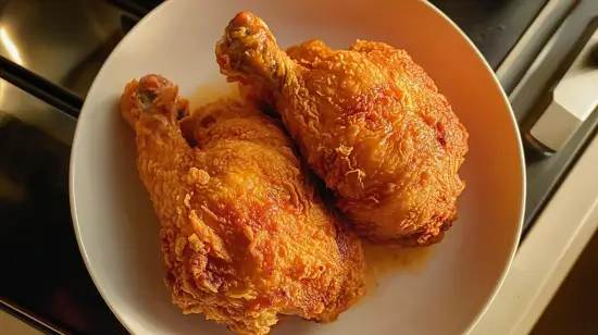 Boom boom chicken with side dishes including rice and vegetables.