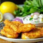 Homemade Red Lobster tartar sauce with crispy fish fillets.