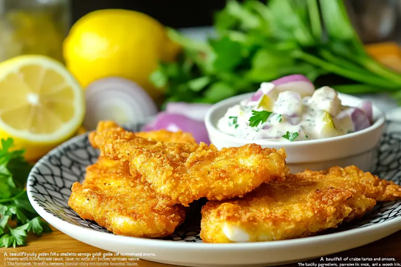 Homemade Red Lobster tartar sauce with crispy fish fillets.